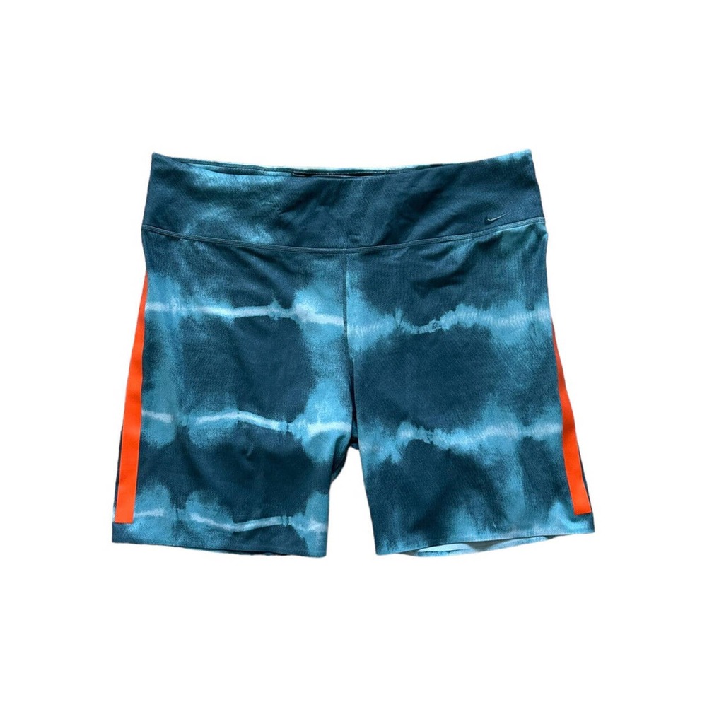 Nike Women's One Luxe 7" Mid-Rise Blue Striped Biking Shorts XXL